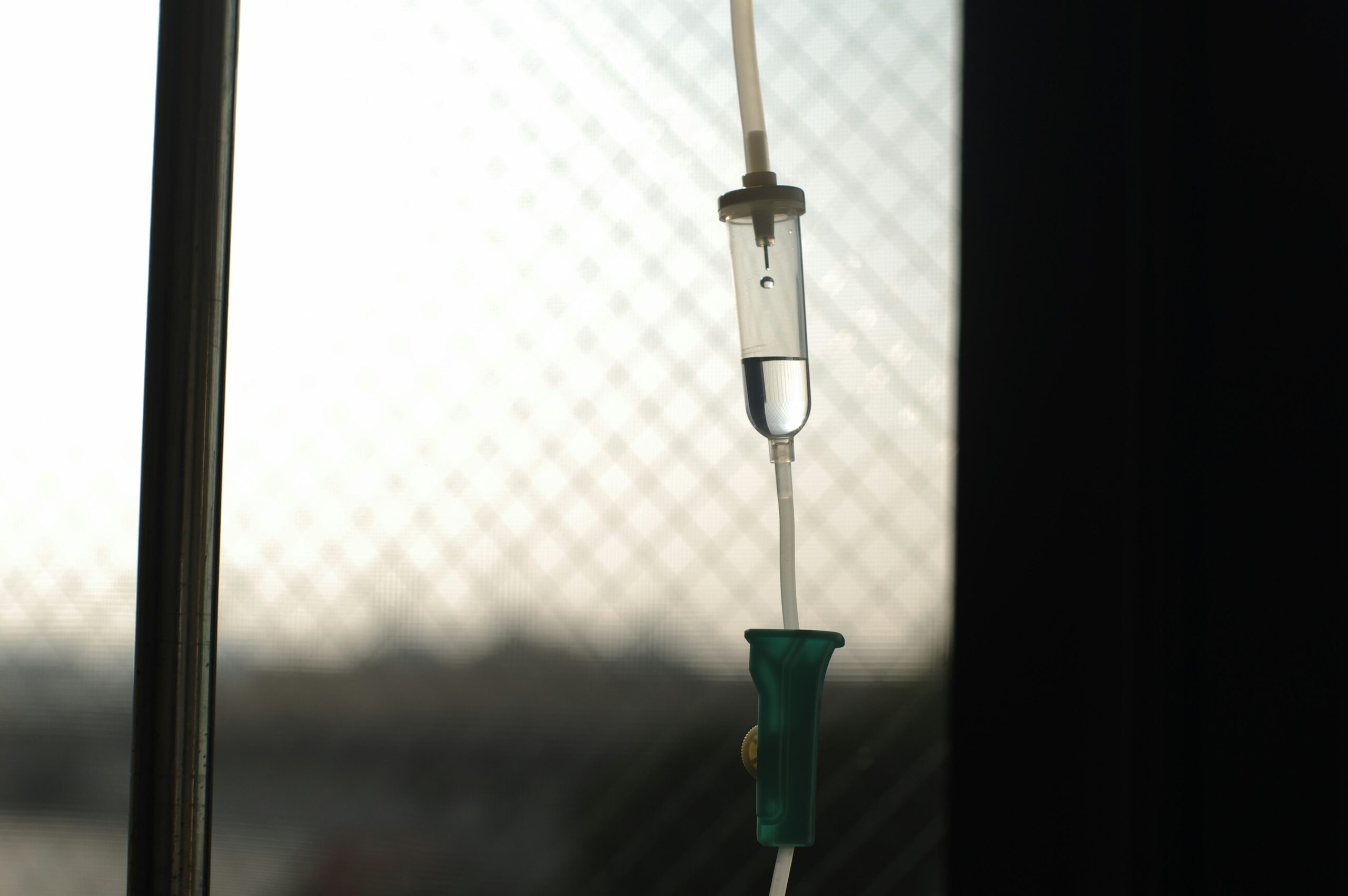 IV drip in a medical setting symbolizing end-of-life care under the Uruguay euthanasia law.